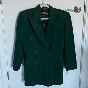 Escada green double breasted gold button Blazer 35443